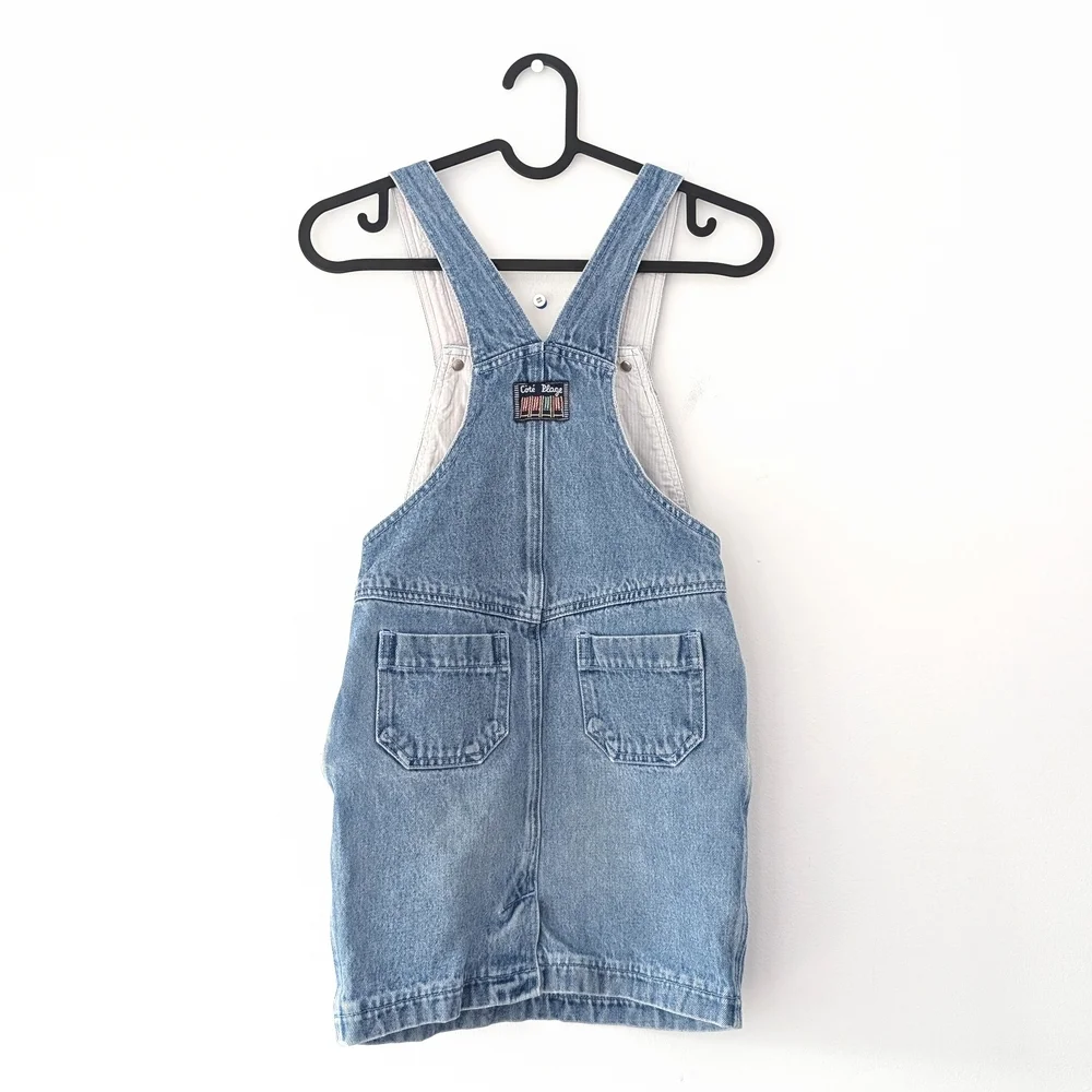 Vintage Jacadi Girl's Blue Denim Jeans Dress Jumper ~ Size 8 - Picture 5 of 9